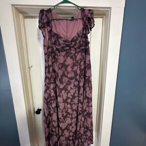 Boohoo Mauve Floral Midi Dress